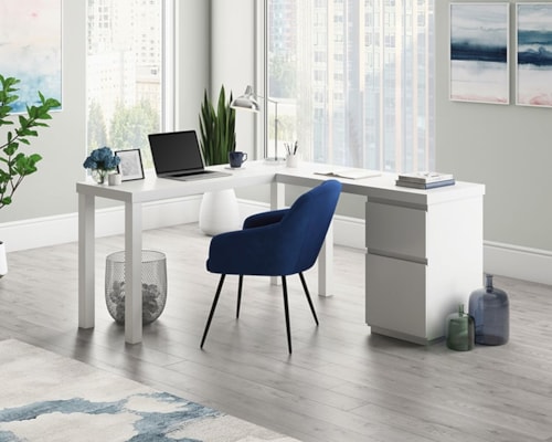 Contemporary L-Shaped Desk with File Drawer