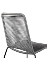 Armen Living Shasta Outdoor Patio Dining Chair in Black Powder Coated Finish with Gray Textiling - Set of 2