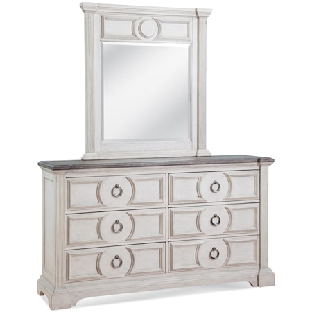 Dresser and Mirror Set