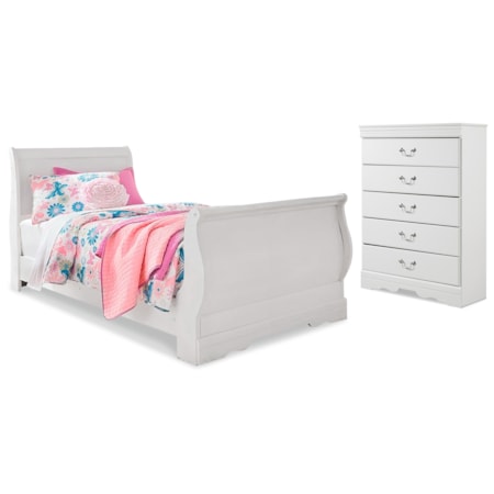 Twin Sleigh Bed And Chest