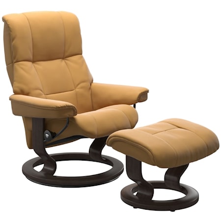 Large Reclining Chair & Ottoman with Classic Base