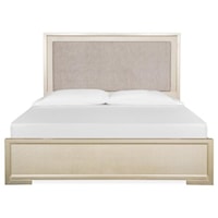 Contemporary King Panel Bed with Upholstered Headboard