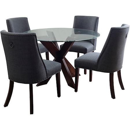 Contemporary Adler 5-Piece Dining Set with Upholstered Chairs
