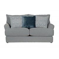 Transitional Loveseat with Plush Throw Pillows Included
