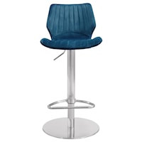 Contemporary Adjustable Swivel Velvet Barstool