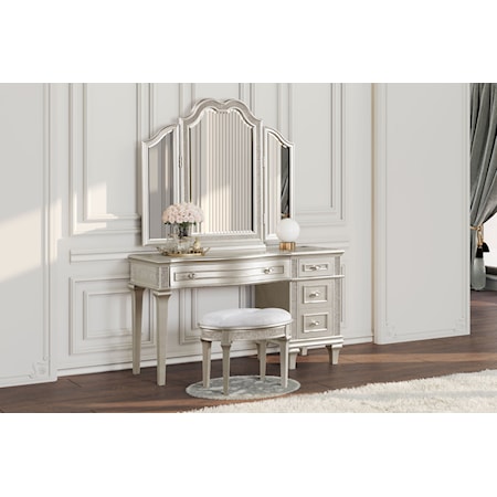 4-drawer Vanity Set w/ Stool