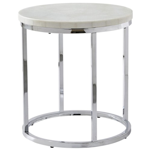 Contemporary Round End Table with Marble Top