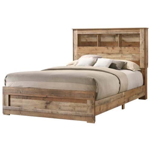 Queen Bookcase Bed with 3 Shelves
