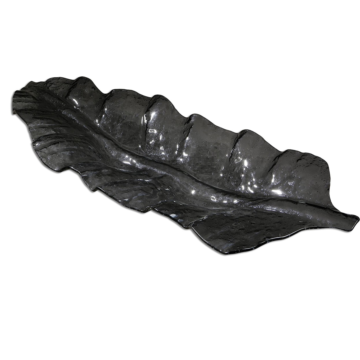 Uttermost Accessories Smoked Leaf Glass Tray