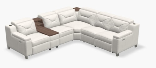 5-Seat Chaise Sectional with Storage Console and Two Double Power Recliners