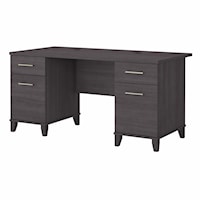 Somerset 60W Office Desk with Drawers in Storm Gray