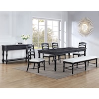 Farmhouse 7-Piece Dining Set with Bench and Side Chairs