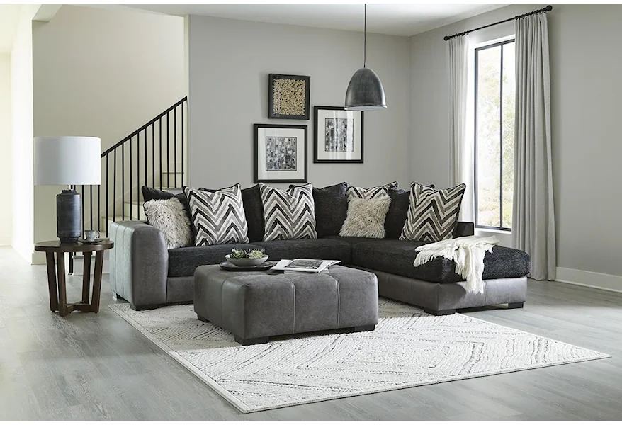 0349 Contemporary Sectional with Chaise by Albany at Furniture and More