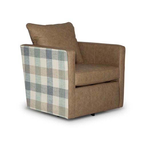 Transitional Swivel Glider Chair with Tuxedo Arms