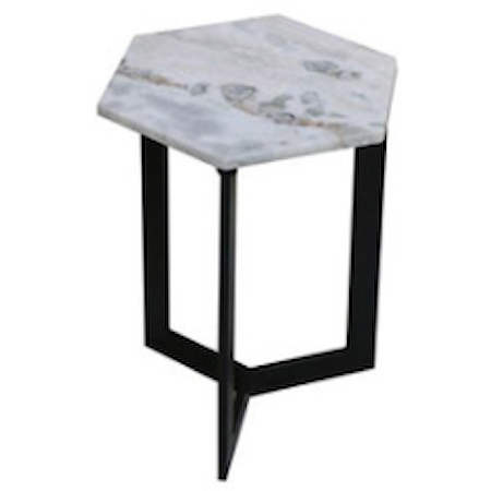 Transitional End Table with Marble Top