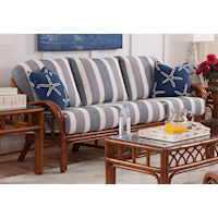 Coastal Rattan Sofa with English Arms