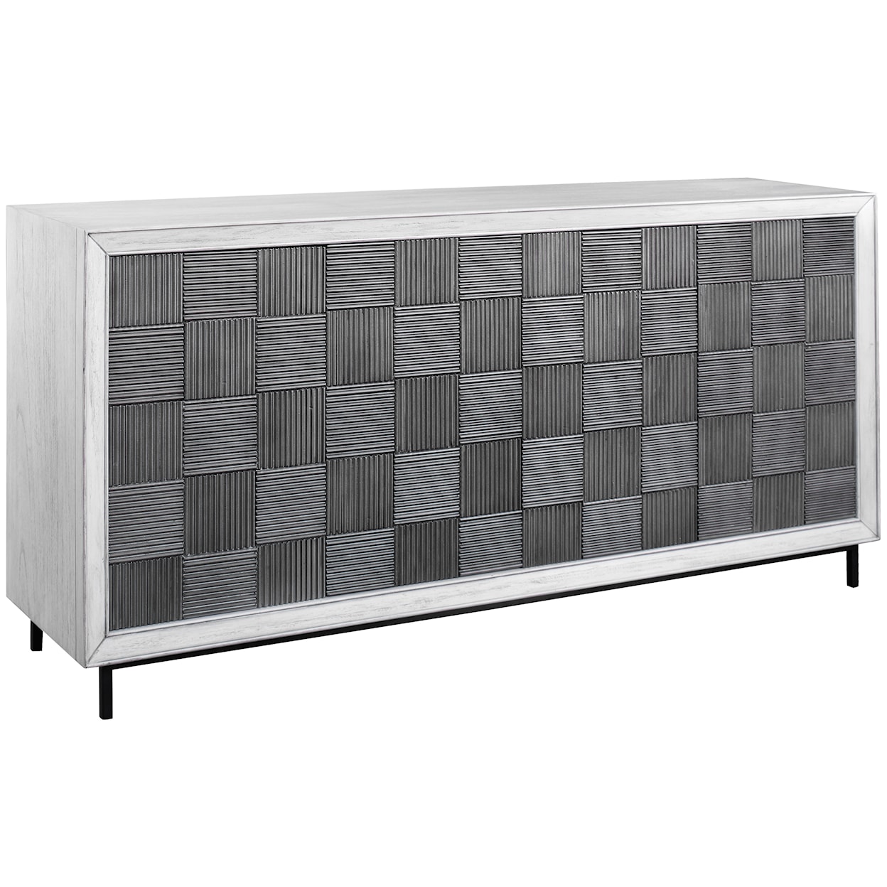 Uttermost Checkerboard Checkerboard 4 Door Gray Cabinet
