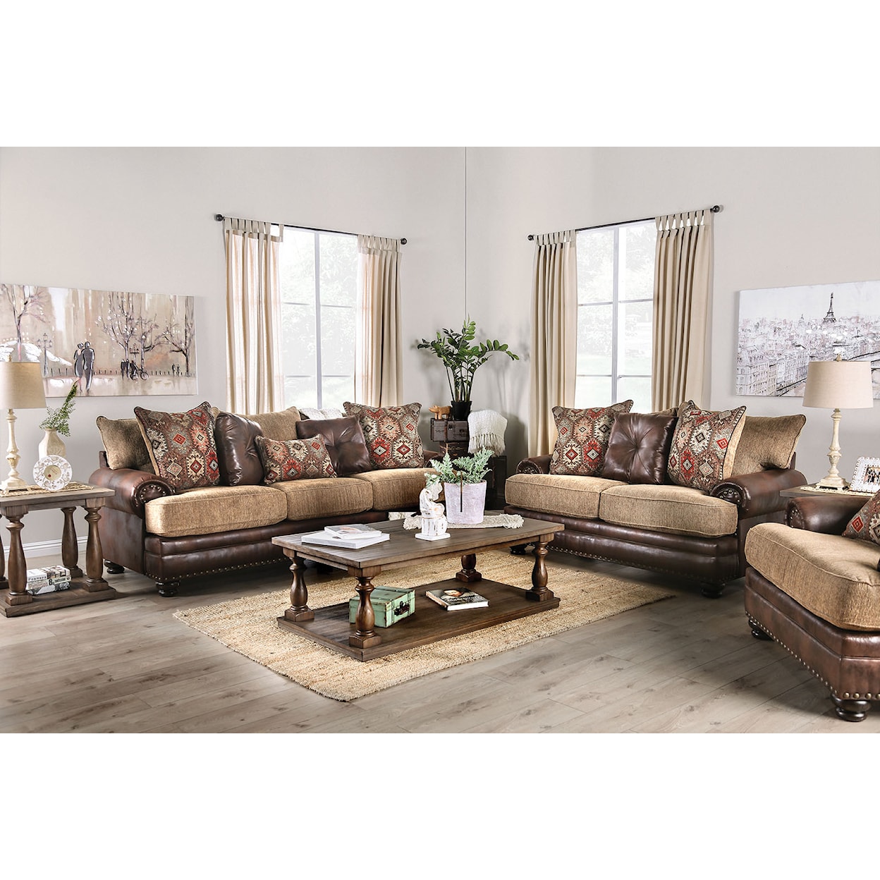 Furniture of America Fletcher Sofa and Loveseat Set