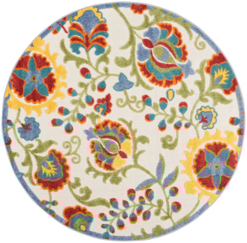 5'3"  Ivory/Multi Round Rug