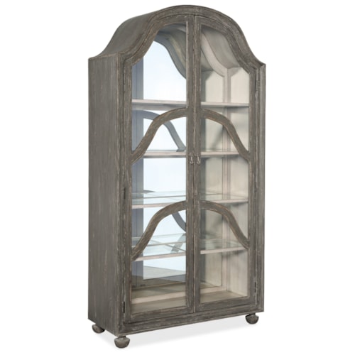 Transitional Arched Display Cabinet with Touch Lighting