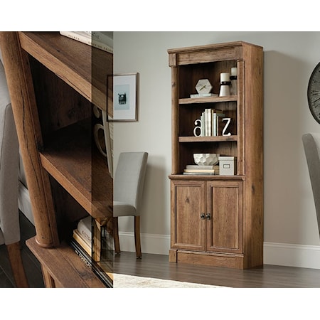 Rustic 2-Door Bookcase with Adjustable Shelves