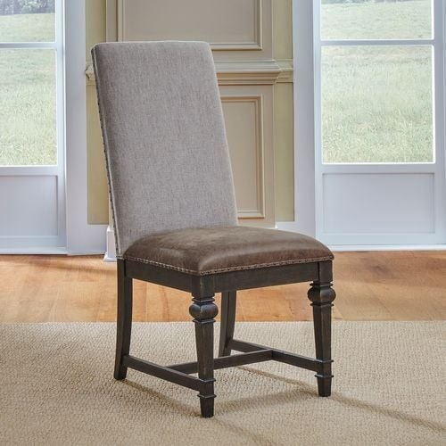 Traditional Two-Tone Upholstered Side Chair