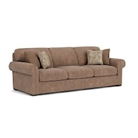 Transitional 105" Three-Cushion Sofa with Rolled Arms
