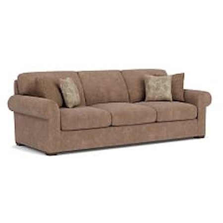 Transitional 105" Three-Cushion Sofa with Rolled Arms