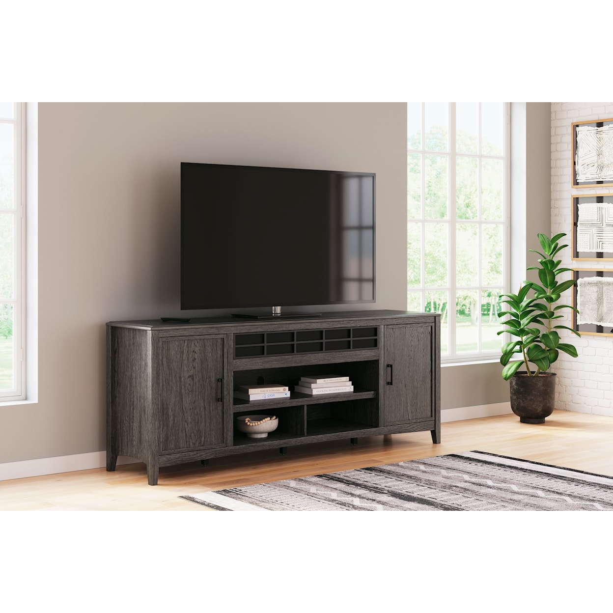 Signature Design Montillan XL TV Stand w/Fireplace Option