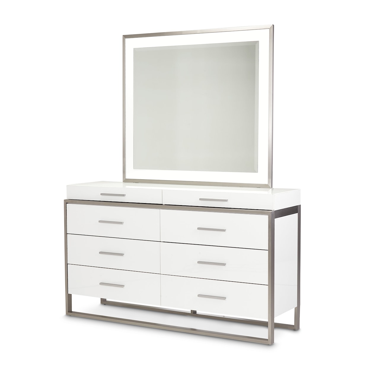 Michael Amini Marquee 8-Drawer Dresser with Mirror