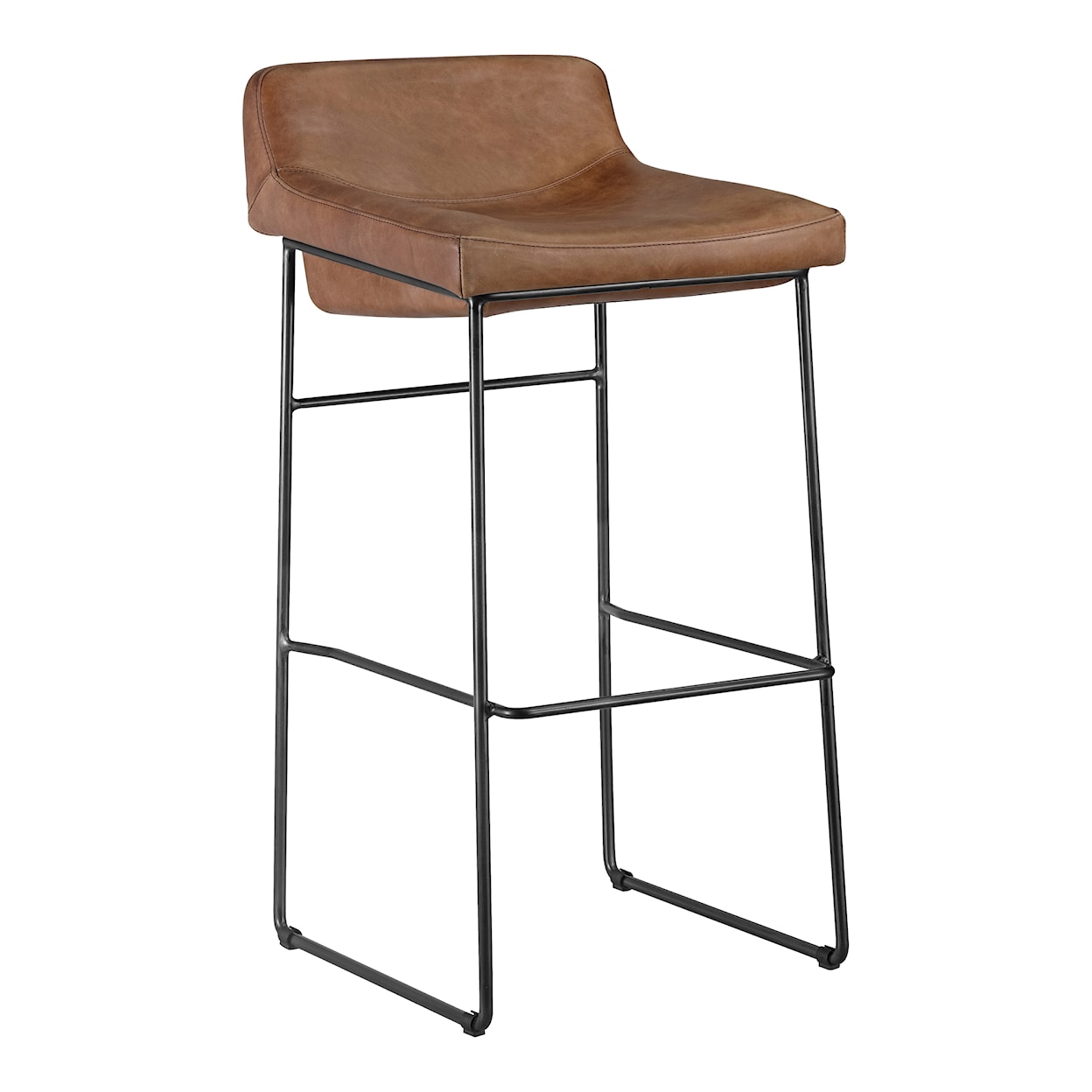 Moe's Home Collection Starlet Starlet Barstool Open Road Brown Leather-M2