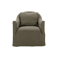 Casual Swivel Chair with Slipcover and Loose Pillow Back