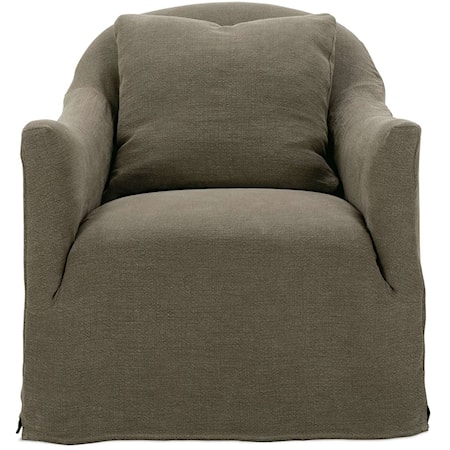 Casual Swivel Chair with Slipcover and Loose Pillow Back