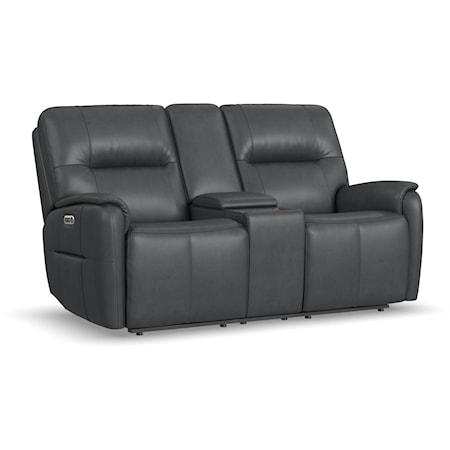 Casual Power Reclining Loveseat with Console and Power Headrest