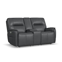 Casual Power Reclining Loveseat with Console and Power Headrest
