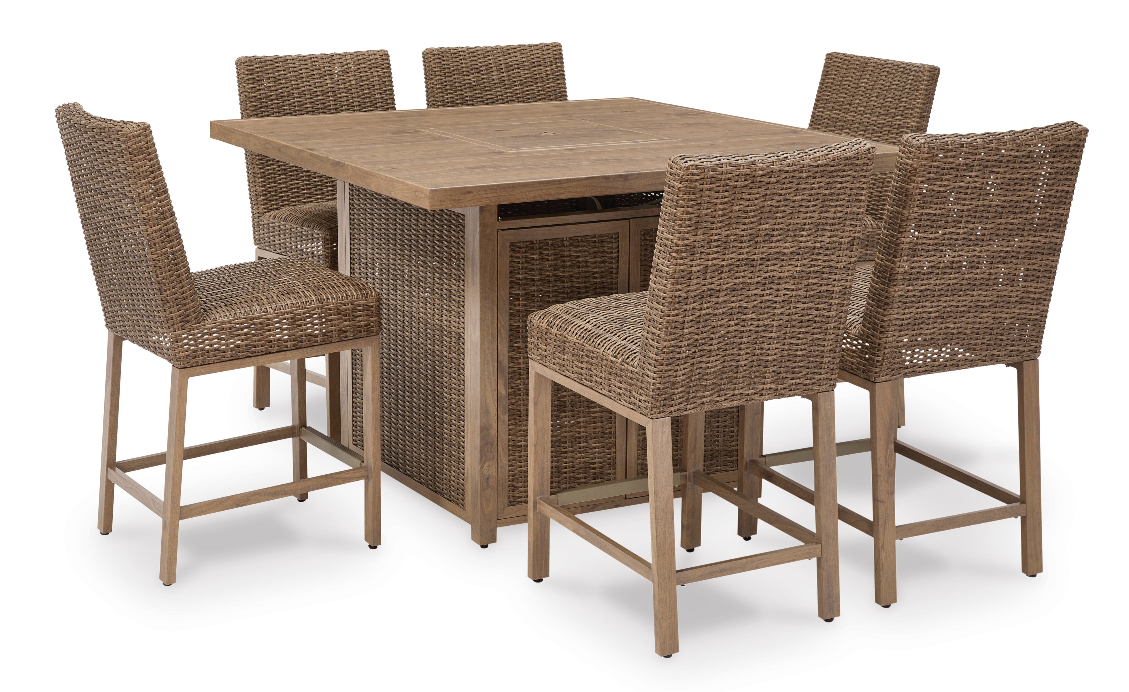 Signature Design by Ashley Walton Bridge 7-Piece Bar Height Fire Pit Dining Set