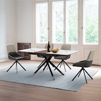 Transitional 5 Piece Extendable Dining Set with Fabric Chairs