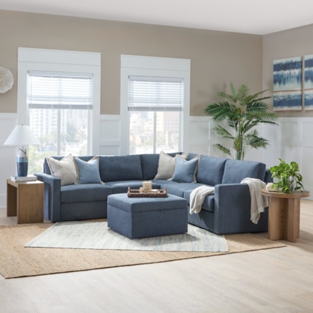 5-Seat Sectional Sofa with Storage Ottoman