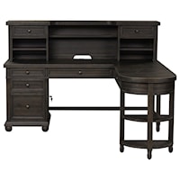 Transitional L-Shaped Desk Set with Power Outlets and USB Ports