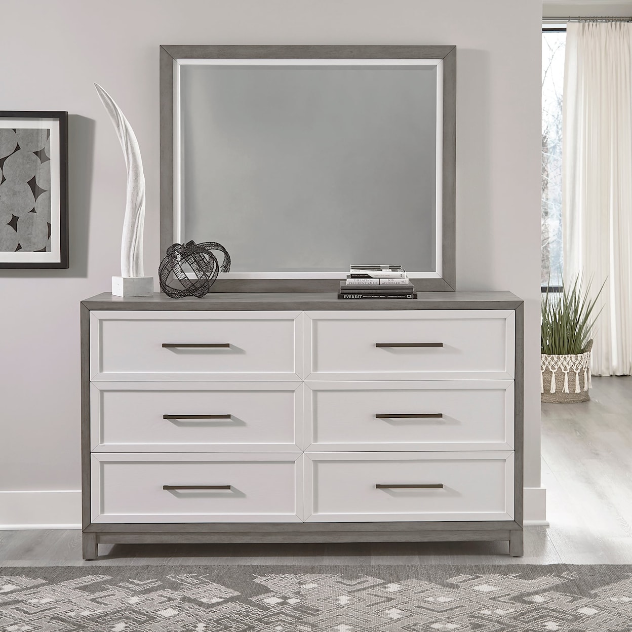 Liberty Furniture Palmetto Heights 6-Drawer Dresser and Mirror Set