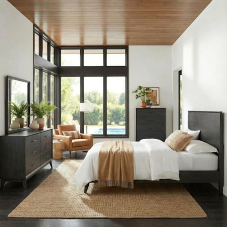 Qn. Platform Bed, Dresser and Mirror, Chest
