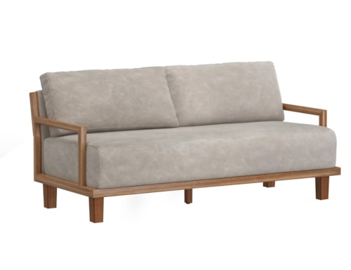 Contemporary Wooden Frame Sofa with Throw Pillows