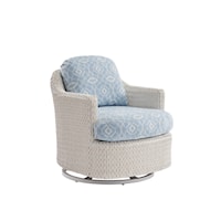 Outdoor Coastal Wicker Swivel Occasional Chair with Cushions