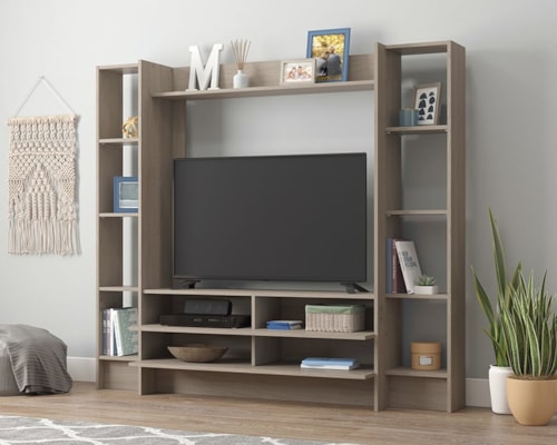 Transitional TV Credenza with Adjustable Shelves