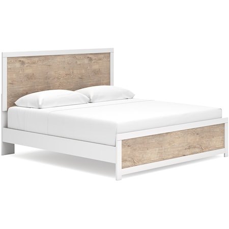 Two-Tone King Panel Bed