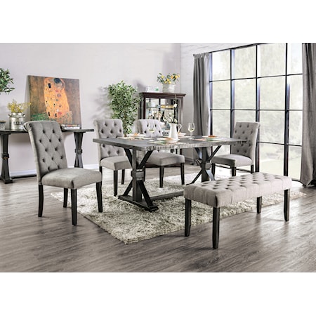 6 Pc. Dining Table Set W/ Bench