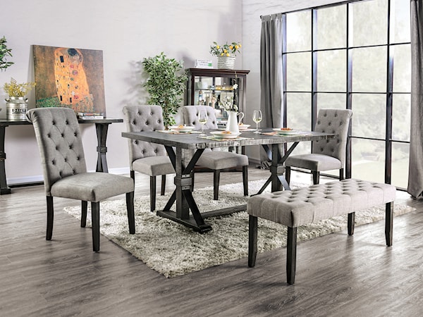 6 Pc. Dining Table Set W/ Bench