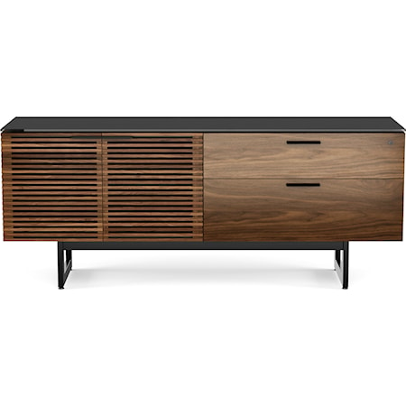 Contemporary Storage Credenza with Locking File Drawer