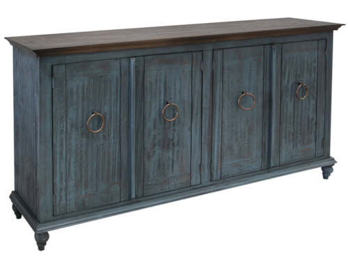 Transitional 4-Door Console with Fixed Shelves