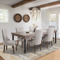 7-Piece Rustic Dining Set with Pipe Accents